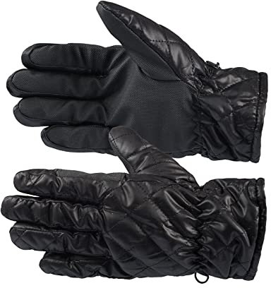 HORZE Damen Reiterhandschuhe Winter, warme Winterhandschuhe mit PU Leder, Schwarz, 5