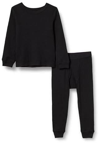Amazon Essentials Ensemble sous-Vêtements Longs en Tissu Isolant Garçon, Noir, 10 Ans
