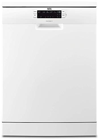 AEG FFB53900ZW Lavavajillas AirDry 14 cubiertos, Display LCD, Desconexión automática, 5 programas a 4 temperaturas, Tercera bandeja para cubiertos, Motor Inverter, 46 dBA, Blanco, 60 cm