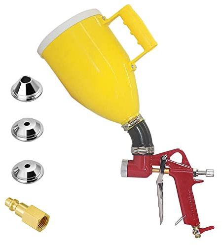 Joywayus Air Hopper Spray Gun with 4.0mm/6.0mm/8.0mm Nozzle Paint Texture Drywall Painting Sprayer, Yellow, 0.79 Gallon (3 L) Elbow