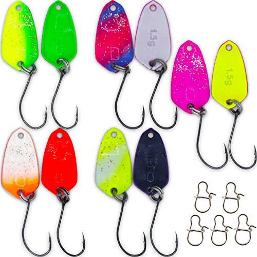 Paradox Fishing Forellen Spoon 5 Spoons 1,5g mit Snaps Set - Forellen Köder