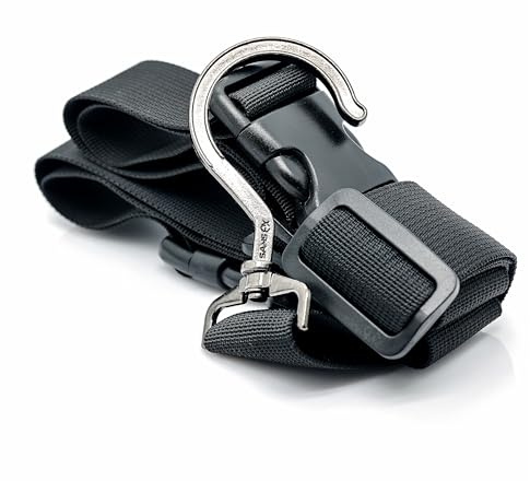SAMSFX Angelhaken für Waterstiefel, verstellbarer Riemen zum Trocknen, Metallhaken, Schwarz