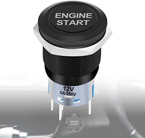 Universal Startknopf Zündschaloss für Auto, Boot und Motorrad, 12V, Wasserdicht, LED Tastschalter Ein/Aus, Schwarz