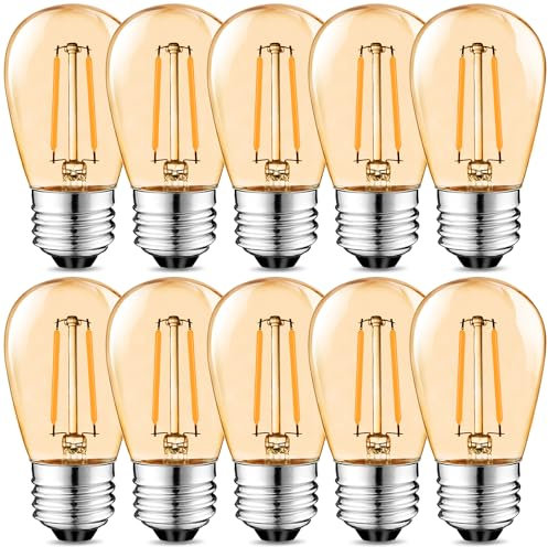 Suncan Glühbirne E27 LED Warmweiss 2W Ersetzt 15 Watt Glühlampen LED Birne 2700K, ST45 Vintage Glühbirne für Lichterkette Außen, Ersatzbirne Edison Retro Nachtlicht Birne,220V, Nicht Dimmbar 10 Stück