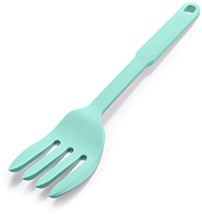 GreenLife Cooking Tools and Utensils, 10-in-1 Silicone Fork to Stir Mix Mash and Scrape, Heat and Stain Resistant, Dishwasher Safe, Turquoise