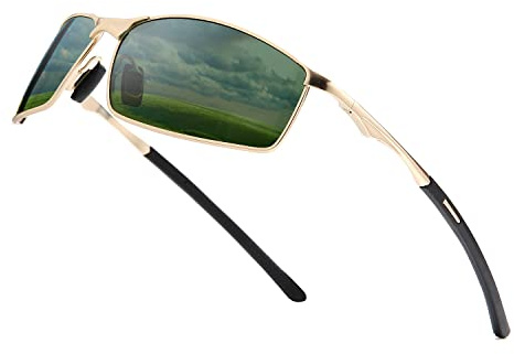 OuShiun Herren Sportbrille Polarisierte Sonnenbrille für Outdoor Metallrahmen UV Schutz Fahren Angeln Radfahren Laufen Fahrer Brille
