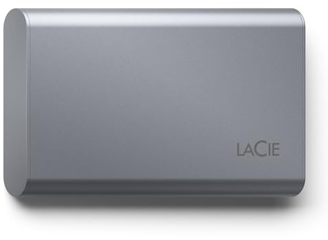 LaCie Mobile SSD Secure 2TB — diseño fino, USB‑C SSD externo portátil, Grey, para Mac y Windows — incluye Rescue Data Recovery