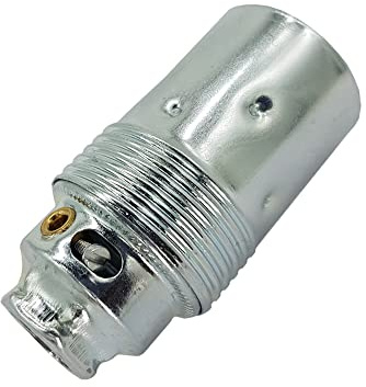 Christoph Palme E14 Fassung Chrom Metall M10x1 ISO-Feingewinde Lampenfassung mit Porzellaneinsatz 240V