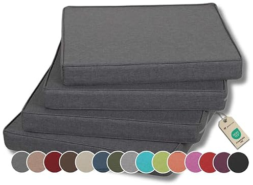 Gutekissen® Stuhlkissen Polsterauflage Auflage für Stühle/Bänke für Haus und Garten Sitzauflage Gartenkissen Sitzkissen viele Farben FK5 (60x60, Anthrazit, 4)