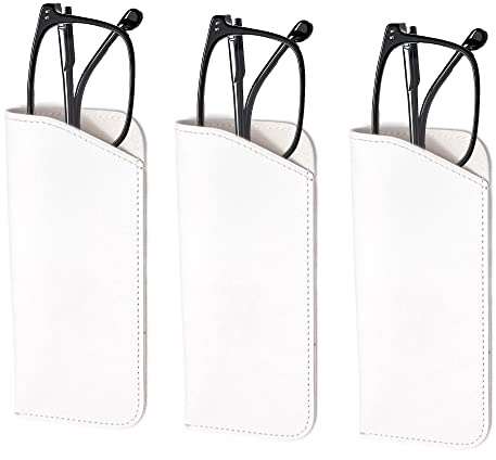 laeeyin 3 Stück Brillenetui Weich, Cortex Brillenetui, Soft Slip in Pouch Holder Case Bag, Sonnenbrillen Etui Brillentasche Tragbar Sonnenbrillen Beutel Lesebrillenetui für Damen Herren (Weiß)