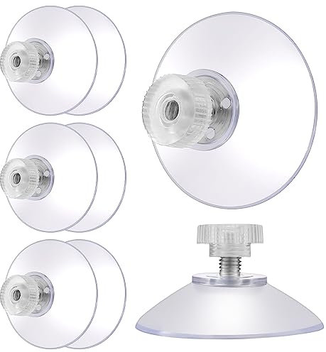 Grevosea 8 Pieces Large Suction Cups, 40mm Clear Suction Pads Plastic Sucker Pads Anti-Collision Suction Holder with Metal Screw Nut Strong Suction Cup for Window Wall Door Glass Daily Hanging