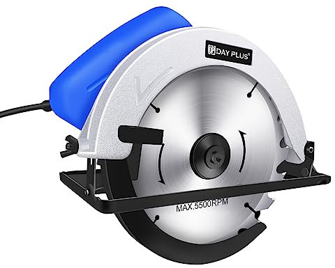 Mini Circular Saw, Circular Saw with 900W Pure Copper Motor, 0-45° Bevel Adjustment Cutting Angle, 5000RPM for Wood, Soft Metal, Plastic Cuts, Blue