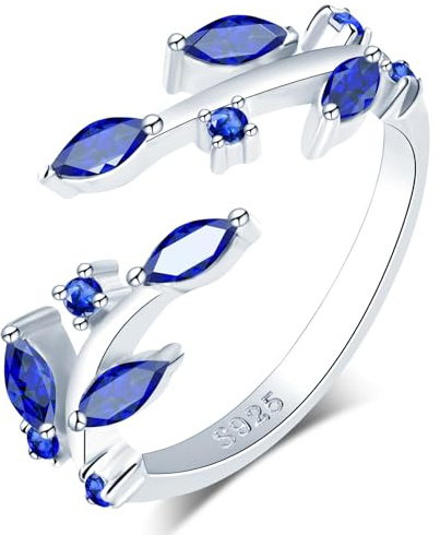 MICGIGI Damen Verstellbarer Ring 925er Sterling Silber Offener Ring Blätter Gestaltung Finger Ring