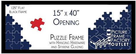 PFF PictureFrameFactoryOutlet - 15x40 Inch - Premium 1.25 Black Profile - Picture Frame for Artwork, Puzzles, Photos, Certificates