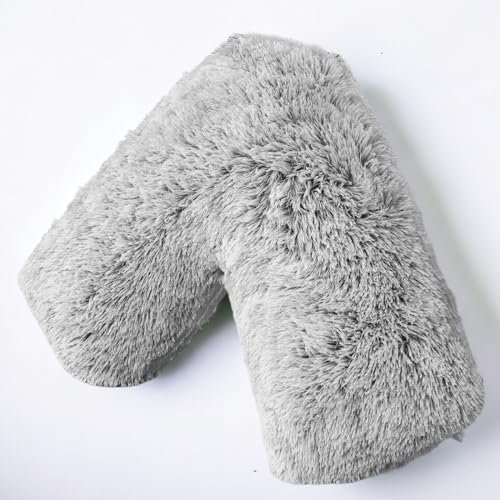 EDS Pregnancy Teddy Fleece V Pillow with Pillowcase Provide Support During Pregnancy Nursing and for Orthopedic Super Soft Comfortable V-shaped Pillows for Head, Neck and Back LH (LIGHT GREY.)