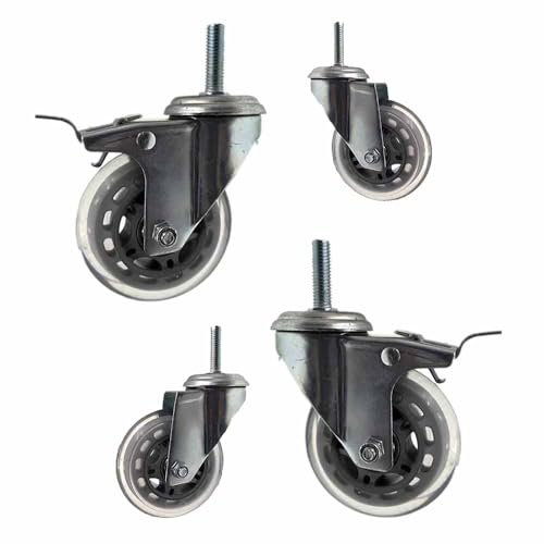 ZYBOWAYL 75mm Lenkrollen mit M8/10/12 Gewinde, 4er Set Leise Gummiräder Ersatz Rollen für Möbel, 360° Drehbar Transportrollen mit Bremse, Apparaterollen Möbelrollen Traglast 150kg (Size : M8)