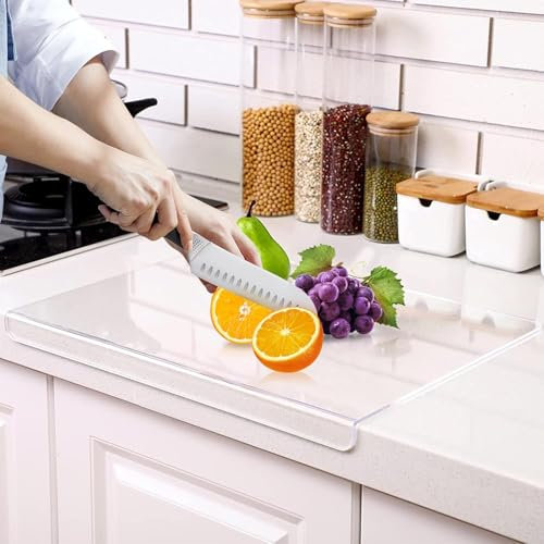 Acrylic Cutting Board, Durchsichtiges Schneidebrett Für Theke,40x30cm Clear Acryl Schneidebrett Mit Anschlagkante Für Die Küchentheke, Geschenk Küche Küchenutensilien, Küchen Gadgets