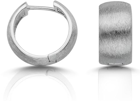 CASSINI Klappcreolen Ohrringe Silber 925 – Breite Creolen Silber 925 Gebürstet Matt aus Sterling Silber, Rhodiniert mit Scharnier, Ohrringe Allergiefrei, ca. 16.55mm, Nickelfreier – 3CTE