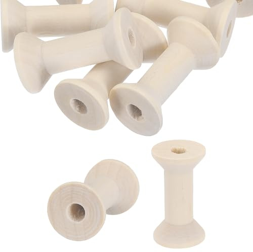 PATIKIL 40 Piezas Carretes de Madera Vacíos 1.6 x 0.9 Color Madera | Carretes de Hilo de Coser de Madera sin Terminar, Bobinas de Tejido de Alambre Natural, para Manualidades