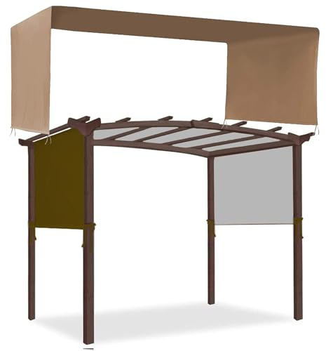 Crysterris Ersatzdach für Gartenpavillon, 210D Oxford Wasserdicht Pavillon Pergola Gartenzelt Abdeckung,Outdoor Terrassenüberdachung Sonnenschutz Schutzhüll(Size:4.8 * 2.4m,Color:Brown)