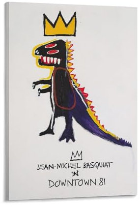NENGKUAI Graffiti-Kunst-Poster, Jean-Michel Basquiat, Straßenkunst, ohne Titel, Leinwanddruck, dekoratives Gemälde (2401), Rahmen, 50 x 75 cm