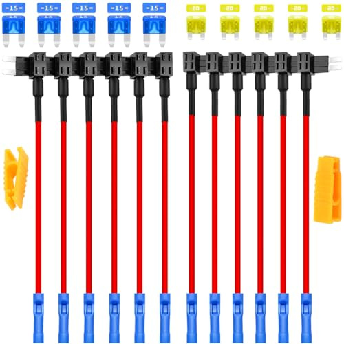 MKBKLLJY 6 Stück teiliger Sicherungshalter, Add-a-Circuit-Sicherungsabgriff-Adapter, 15A, Mini, 20A, Micro2-Abgriffe, APM, ATM, APT, ATR, Flachsicherungshalter-Abzieher, 12V, Kfz-Ersatzzubehö