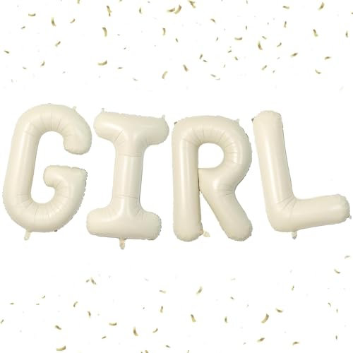 DazzJoy Girl Luftballons, 16 Zoll Cremeweiß Buchstaben Ballons, Its a Girl Deko Folienballon, Babyparty und Baby Shower Deko Helium Ballons