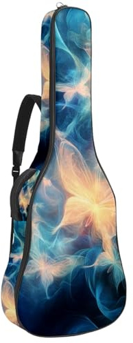 KengjuTesu 43 Zoll Akustikgitarre Softcase mit Rucksackgurt und 2 Taschen Fantasy Butterflies, keine Polsterung Rucksack Wasserdicht Oxford Tuch Bassgitarre Gigbag für Konzertgitarre, mehrfarbig,