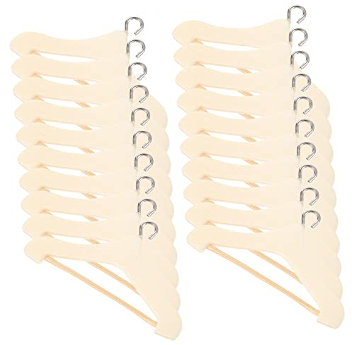 ibasenice 20 Pezzi Mini Gancio Di Simulazione Piccole Grucce Per Vestiti Per Bambole Appendi Mini Grucce Per Artigianato Per Miniature Appendiabiti Per Neonati Di Legno