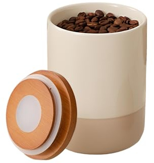 XUDREZ Vorratsbehälter Keramik Mit Luftdichten Deckel, Küchen Aufbewahrung Dosen Salzdose Für Kaffee Zucker Tee Müsli Mehl, Gewürzeluftdicht Rund Mit Schlüsselband (M 1 PC)