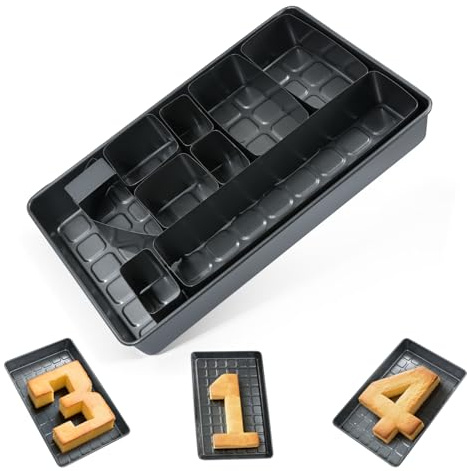 LUOJINYI Set di stampi da forno antiaderenti, con numeri e lettere, in alluminio, regolabili, per dolci, fai da te, per matrimoni, compleanni, battesimi