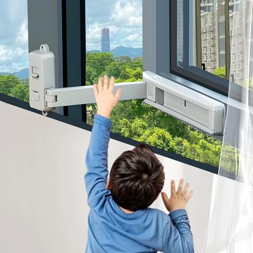 1PC Window Restrictor, Child Safety Lock, Self-Adhesive Window Restrictors for UPVC and Most Windows (Grey)