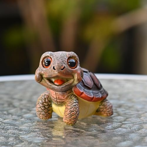 Yarteim Miniteich Deko Schildkröte Figur, Kreativer Schildkröte Gartendeko Für Draußen Wetterfest, Gartenteich Deko Schildkröten Figuren, Tier Harz Ornamente Für Blumentopf Zinkwanne Balkon Teichdeko