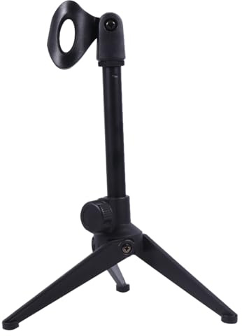 BESTonZON Supporto Per Microfono Da Tavolo Triangolare Regolabile in Altezza Mensola Per Microfono in Metallo e Plastica Resistente Per Riunioni Online e Canto