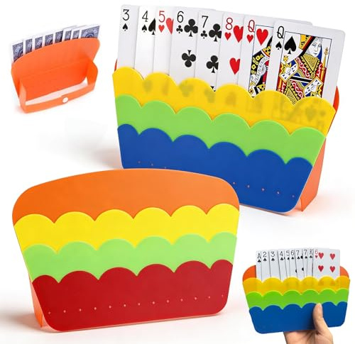Qixuer Soportes para Juego De Cartas, 2 Piezas Soporte para Naipes Soportes De Cartas De Plástico Reutilizables Soporte para Naipes para Poker Juegos De Fiesta Mayores Adultos y Niños