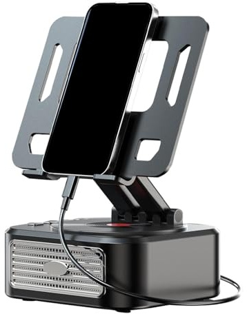 Supporto per cellulare con altoparlante, girevole e pieghevole, amplificatore audio wireless, base antiscivolo, gadget audio surround stereo per smartphone, tablet, casa, ufficio, viaggi