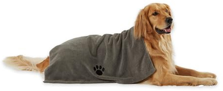Bone Dry Pet Grooming Towel Collection Absorbent Microfiber X-Large, 41x23.5, Embroidered Gray