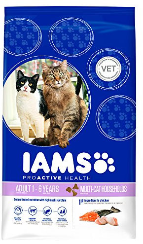 Iams Multi-Cat Trockenfutter für Haushalte mit mehreren erwachsenen oder älteren Katzen, mit Huhn als Hauptzutat, enthält viel hochwertiges tierisches Protein, 15 kg