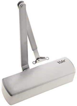 Yale P-2002 Standard Door Closer, Spring Loaded with Adjustable Tensioner, Automatic Closure of Doors Up to 80 kg, Silver Finish