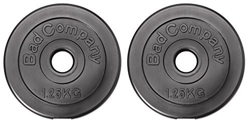 Bad Company Hantelscheiben 30/31 mm Kunststoff 2 x 1,25 kg I Gewicht 1,25kg Paarweise I Gewichte für Langhantel und Kurzhantel