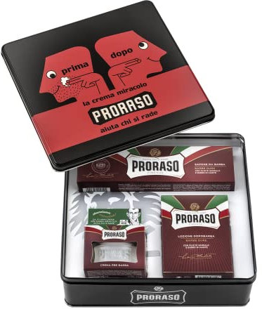 Proraso Set Vintage Selection Barbe Dure, Set regalo uomo con Crema Pre Barba 100 ml, Sapone Barba 150 ml e Balsamo Dopobarba 100 ml, Cofanetto regalo uomo rasatura, Set regalo natale Made in Italy