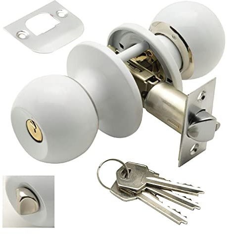 Pomo Puerta Wolfpack Con Llave Con Condena Blanco Para Entrada