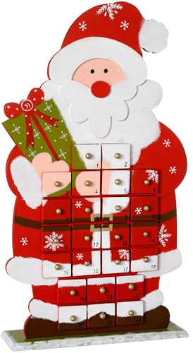 WeRChristmas Weihnachtsdekoration Holz Santa Adventskalender, Mehrfarbig, 45 cm
