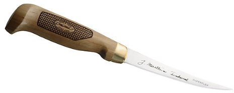 Marttiini Filiermesser Classic Superflex, Klinge 10 cm, Birkenholz, Lederscheide