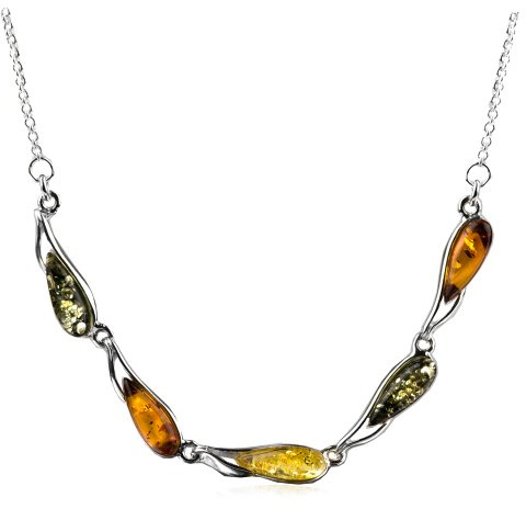 Amber by Graciana Sterling Silver Multicolor Amber Dreams Necklace