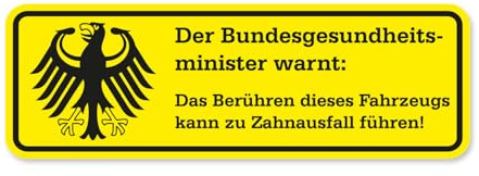 easydruck24de Auto-Aufkleber Warnung Zahnausfall gelb 15 cm - kfz361 | witterungsbeständig, vergilbungsfrei, UV-beständig, für Auto Roller LKW