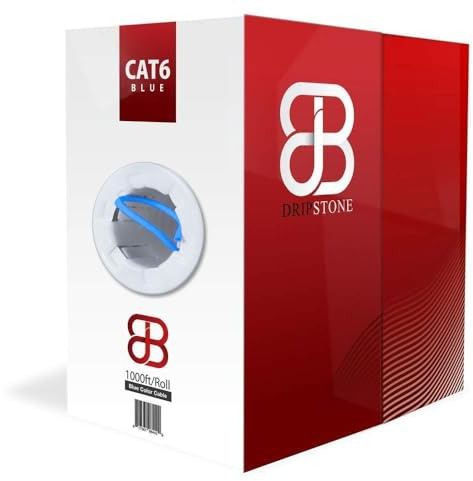 Dripstone CAT6 Ethernet Cable 1000ft Bulk Network LAN Wire 23AWG Solid CCA UTP 550MHz High-Speed Internet Cable Gaming, Streaming, Office, Home Use, Pull Box, CAT 6 Bulk, Stable Connectivity - Blue
