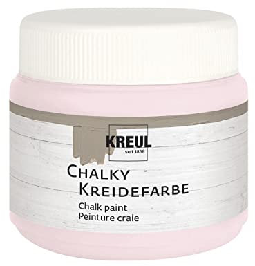 Kreul 75313 - Peinture à la Craie Chalky, Mademoiselle Rosé en Pot Plastique de 150 ML, Couleur Douce - Mate, Couvrant comme Une crème, séchage Rapide, pour des Effets à l'aspect usé