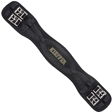 Kieffer Sattelgurt Air-Tex Dressurgurt KURZ schwarz Rollschnallen ohne Elastik mit Elastomerband