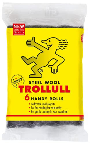 TROLLULL Handy Rolls, Steel Wool | Wire Wool polishes small objects, smooths wood, removes dirt on tiles, cleans glass, 6 rolls